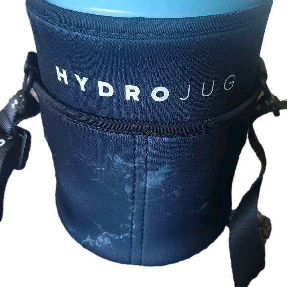 HYDROJUG Water Hydration Bottle & Straw, Blue W/Black Marble Print Sleeve 73 Oz - Picture 5 of 8